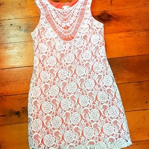 Xhilaration lace orange shift dress